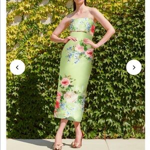 Audrey Brooke | Dresses | Audrey Brooke Pink Floral Strapless Evening Gown